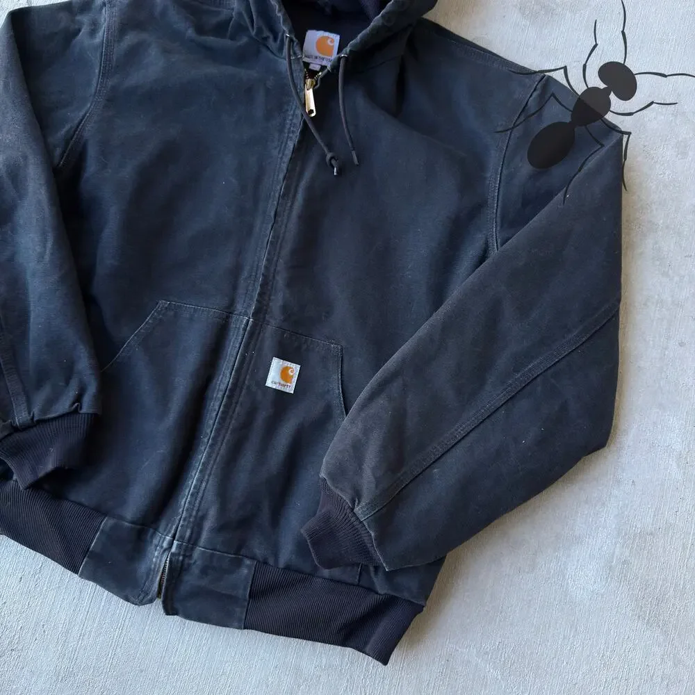 Vintage Y2K Carhartt J131 black active hooded work wear jacket - Picture 4 of 7